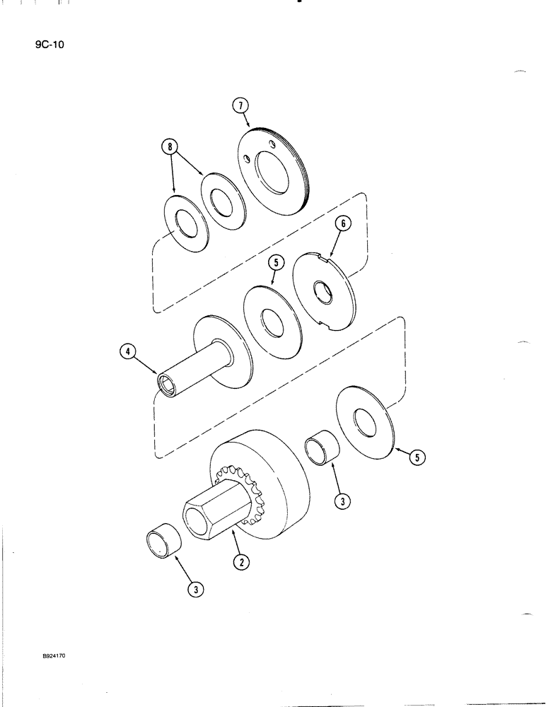 Схема запчастей Case IH 1020 - (9C-10) - AUGER DRIVE CLUTCH (58) - ATTACHMENTS/HEADERS