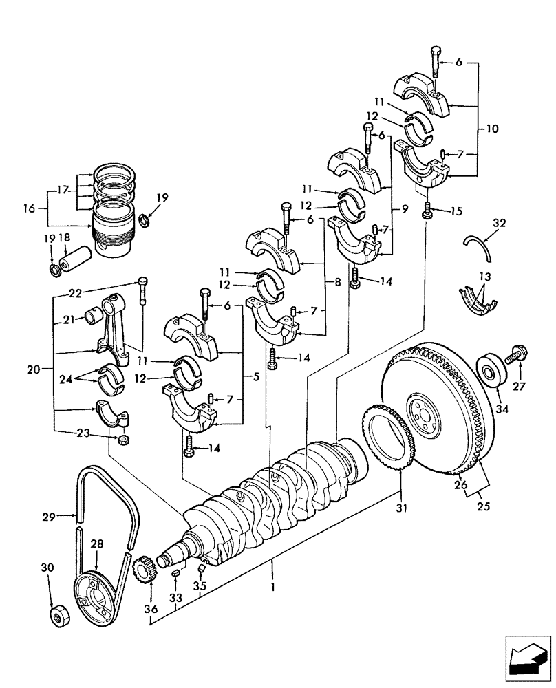 Схема запчастей Case IH DX40 - (01.11) - CRANKSHAFT & PISTONS (01) - ENGINE