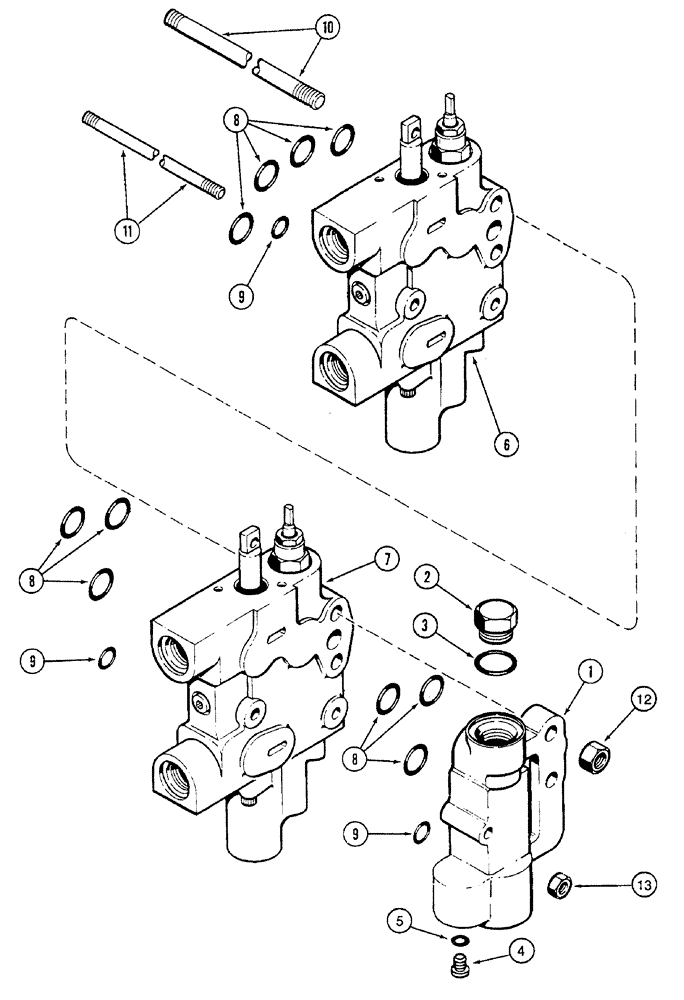 Схема запчастей Case IH 7230 - (8-044) - TWO-CIRCUIT REMOTE VALVE AND COVER (08) - HYDRAULICS