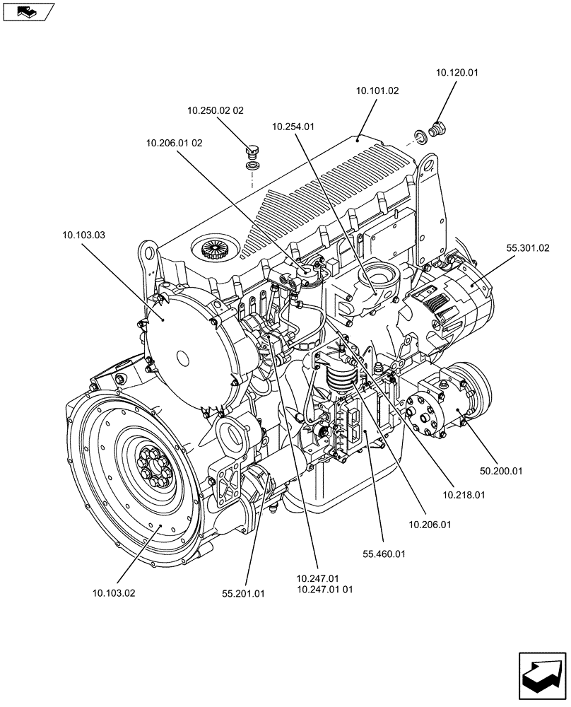 Схема запчастей Case IH F2CFE613T E003 - (10.000.01[02]) - ENGINE (5801468682) (10) - ENGINE