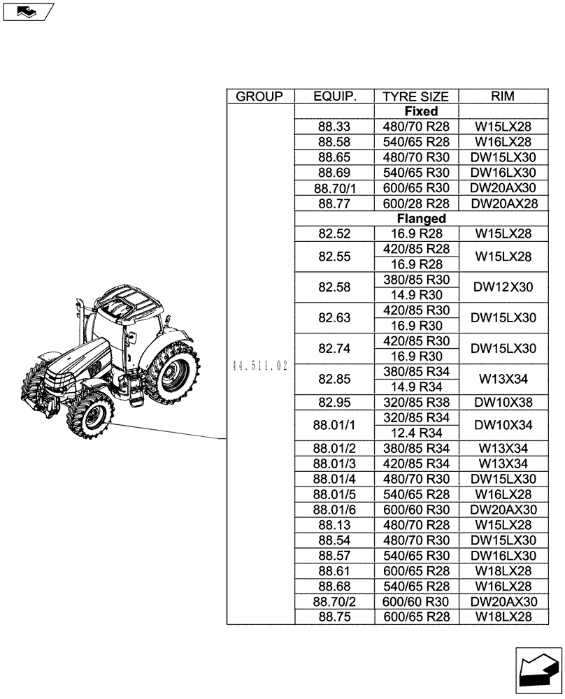 Схема запчастей Case IH PUMA 185 - (44.000.00[01]) - PICTORIAL INDEX - AXLE AND WHEELS (44) - WHEELS