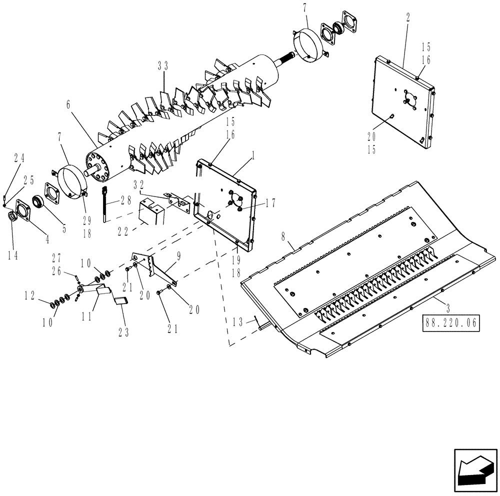 Схема запчастей Case IH 7130 - (88.230.19) - CHOPPER INSTALLATION, FIXED BLADE (88) - ACCESSORIES