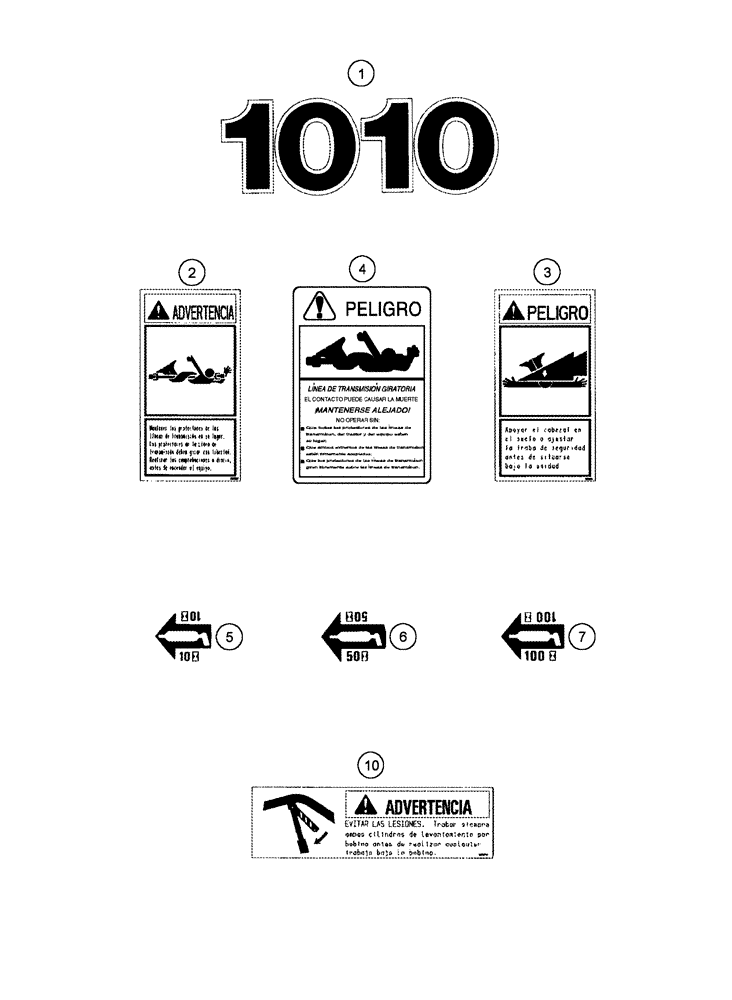 Схема запчастей Case IH 1010 - (09D-13[03]) - DECALS - SPANISH LANGUAGE (09) - CHASSIS/ATTACHMENTS