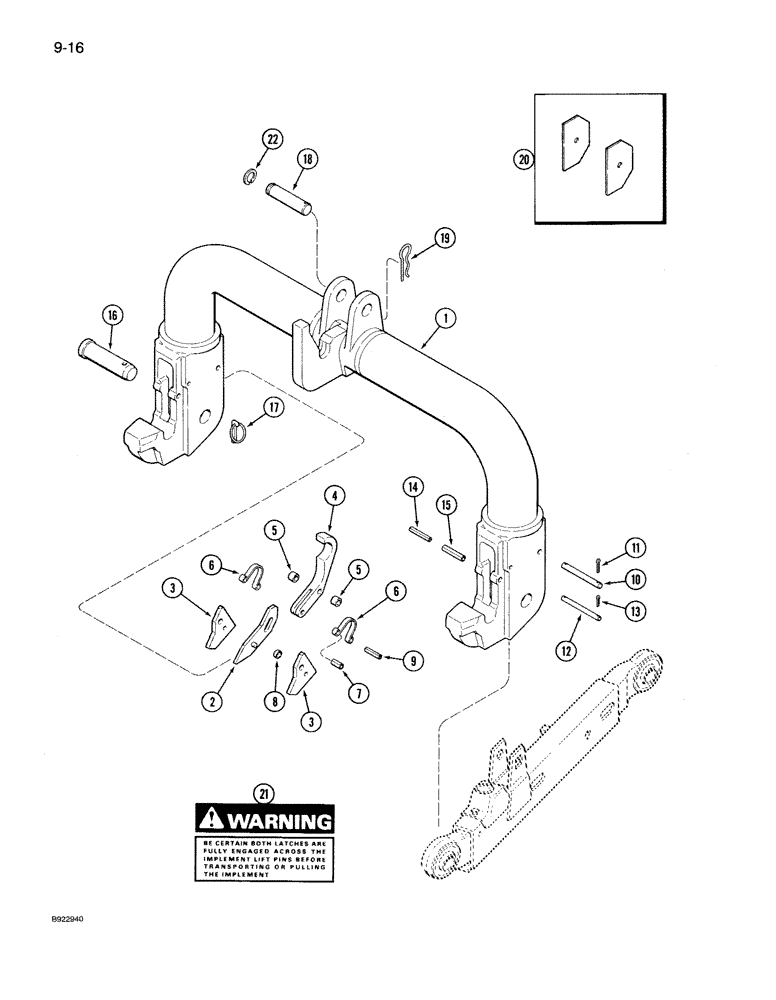 Схема запчастей Case IH 7130 - (9-016) - QUICK HITCH COUPLER, CATEGORY III, IF EQUIPPED, A67166 HITCH COUPLER ATTACHMENT (09) - CHASSIS/ATTACHMENTS