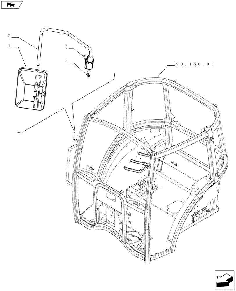 Схема запчастей Case IH FARMALL 65C - (88.120.02) - REAR-VIEW MIRROR - W/CAB (88) - ACCESSORIES