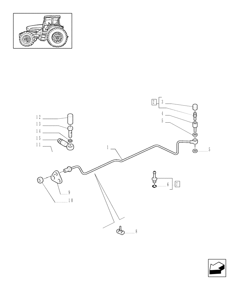 Схема запчастей Case IH MXM155 - (1.68.5/02[01]) - (VAR.452/1) 4WD FRONT AXLE WITH SUSPENSIONS, BRAKE, TERRALOCK, SPS - BRAKE PIPES (05) - REAR AXLE