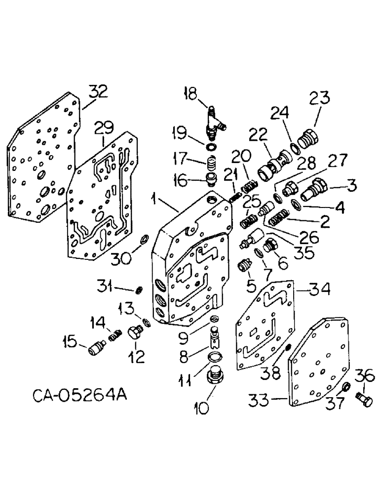 Схема запчастей Case IH 3088 - (10-07) - HYDRAULICS, MULTIPLE CONTROL VALVE, TRACTORS WITHOUT TORQUE AMPLIFIER (07) - HYDRAULICS