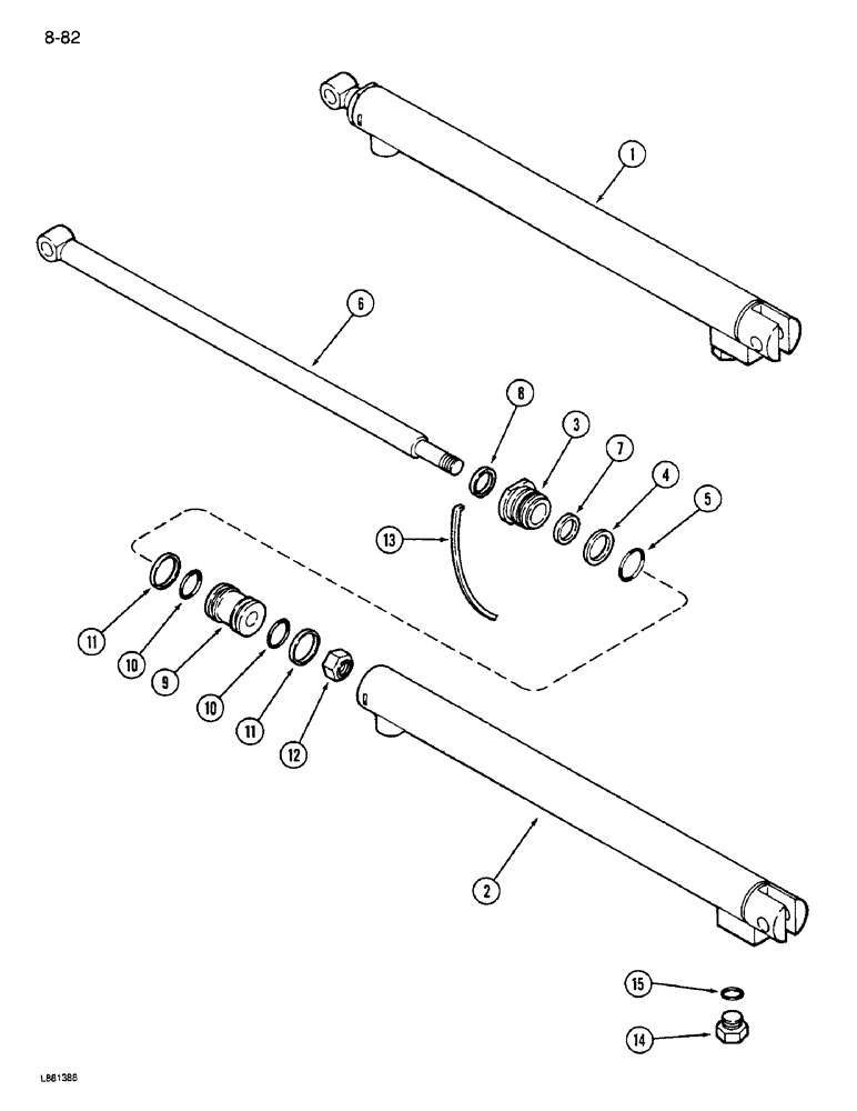 Схема запчастей Case IH 1640 - (8-82) - UNLOADER TUBE SWING CYLINDER (07) - HYDRAULICS