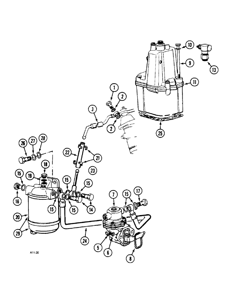 Схема запчастей Case IH 2140 - (3-08[B]) - FUEL FEED PUMP, FILTERS AND TUBES - 2140 & 2150 (03) - FUEL SYSTEM