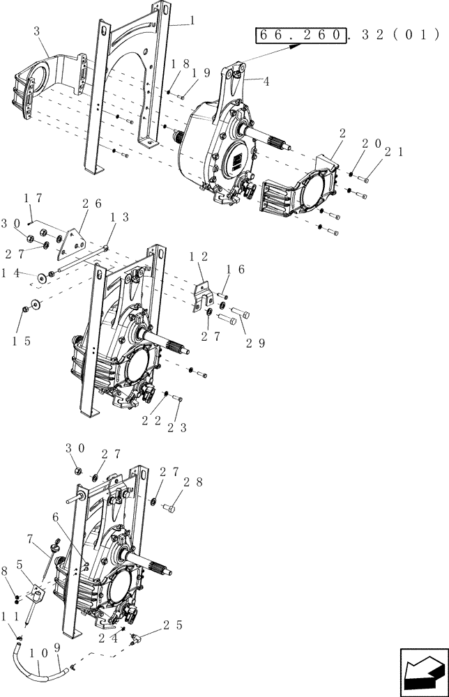 Схема запчастей Case IH 7130 - (66.260.07) - ROTOR DRIVE - GEARBOX MOUNTING (66) - THRESHING