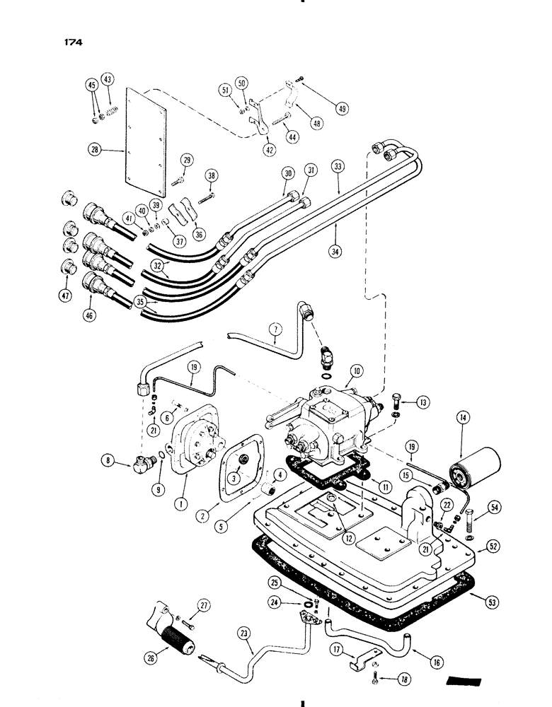 Схема запчастей Case IH 730 SERIES - (174) - DRAFT-O-MATIC VALVES AND LINES, 730 GROVE (08) - HYDRAULICS