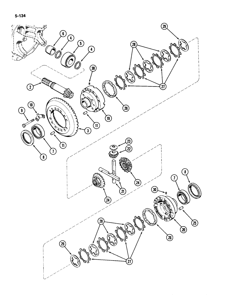 Схема запчастей Case IH 2094 - (5-134) - FRONT AXLE DIFFERENTIAL, MFD TRACTORS, CARRARO AXLE (05) - STEERING