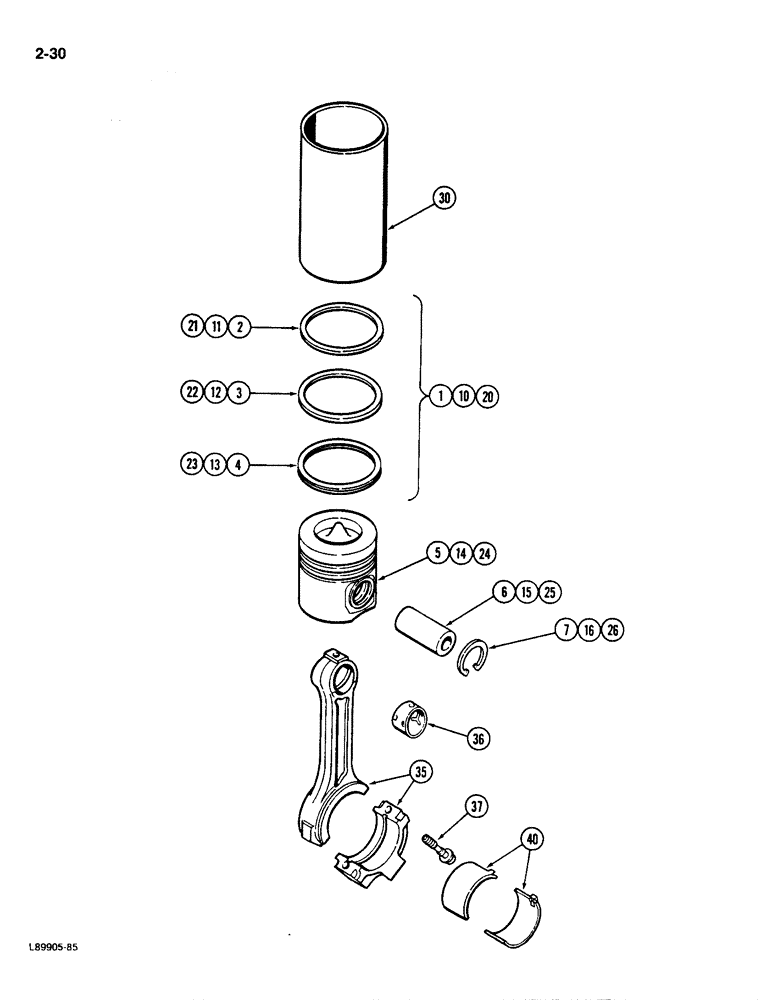 Схема запчастей Case IH 1896 - (2-30) - PISTONS, 6T-590 ENGINE (02) - ENGINE