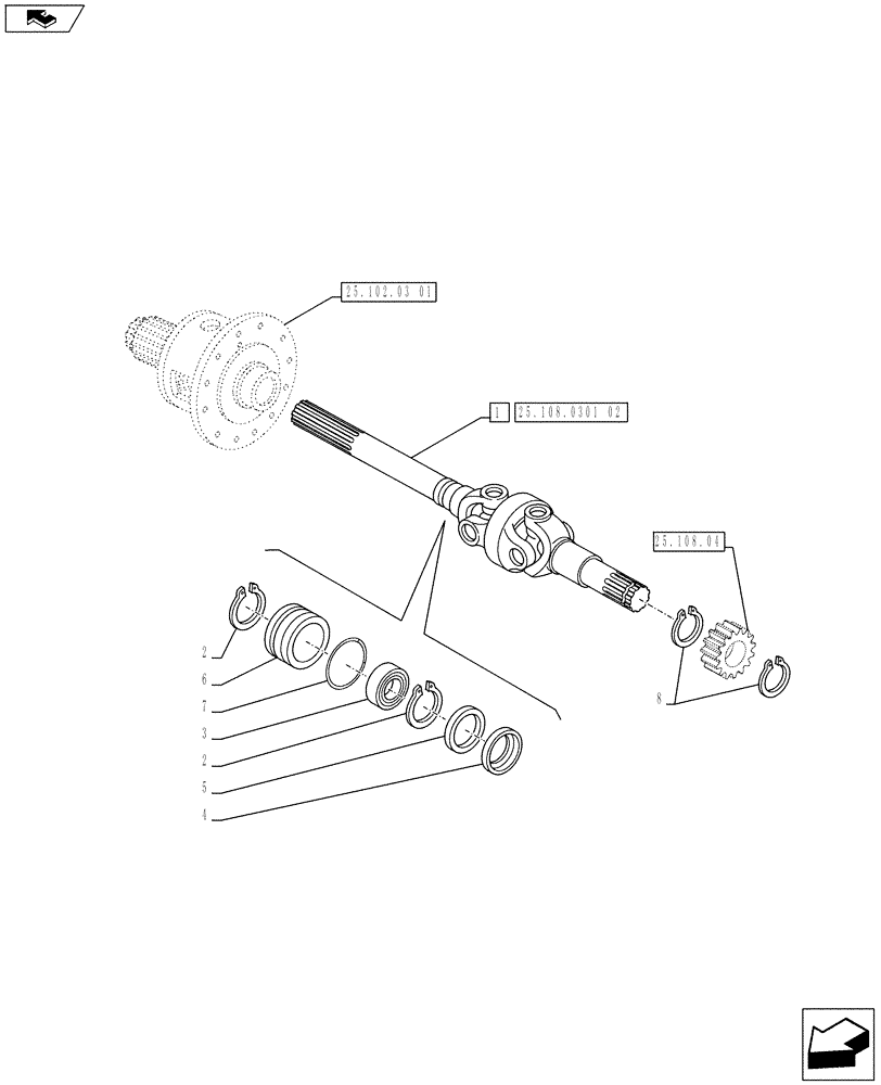 Схема запчастей Case IH PUMA 230 - (25.108.0301[01]) - 4WD FRONT AXLE WITH BRAKE - AXLE SHAFT ARTICULATED - C7090 (VAR.728195-728212) (25) - FRONT AXLE SYSTEM