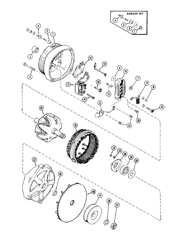 Схема запчастей Case IH 1370 - (114) - A147159 ALTERNATOR ASSEMBLY, 61 AMPERE DELCO-REMY (04) - ELECTRICAL SYSTEMS