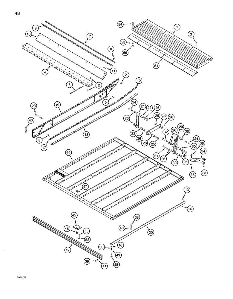 Схема запчастей Case IH 1640 - (48) - CHAFFER SIEVE, EXTENDED LENGTH CLEANING SYSTEM (74) - CLEANING