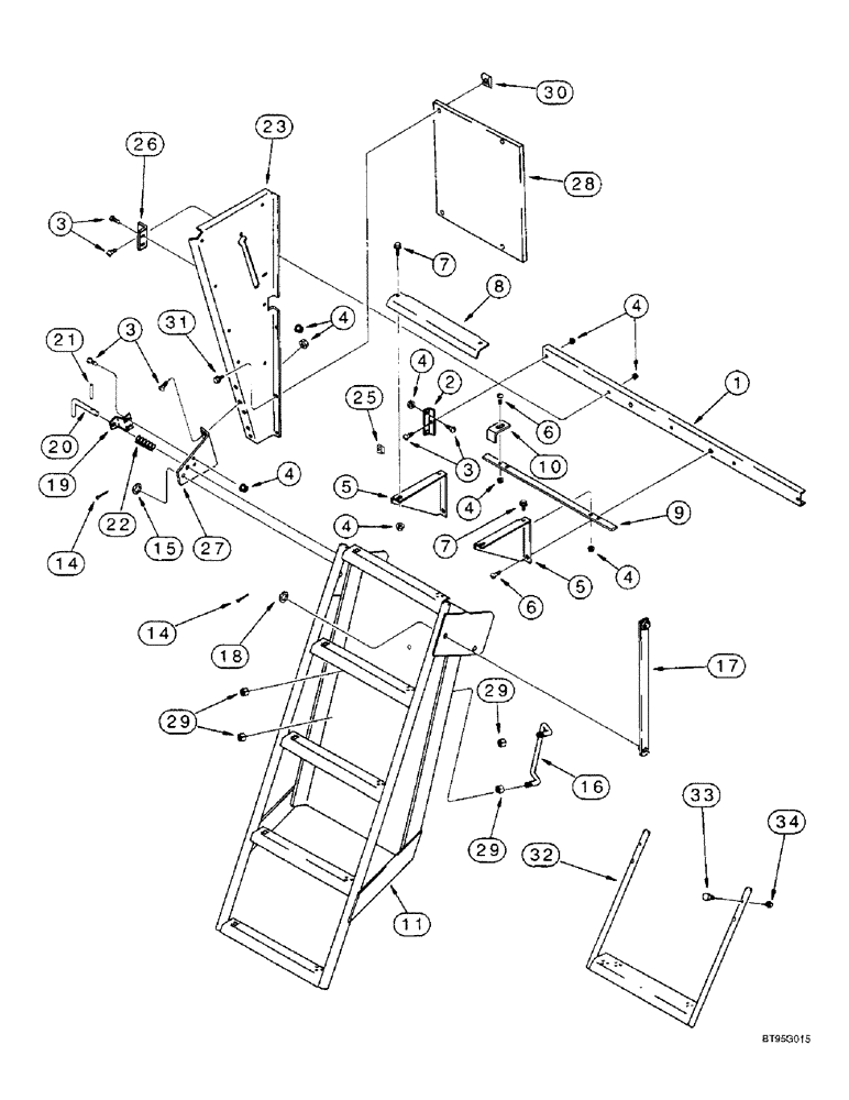 Схема запчастей Case IH 2144 - (9H-18) - SERVICE LADDER AND LADDER EXTENSION (12) - CHASSIS