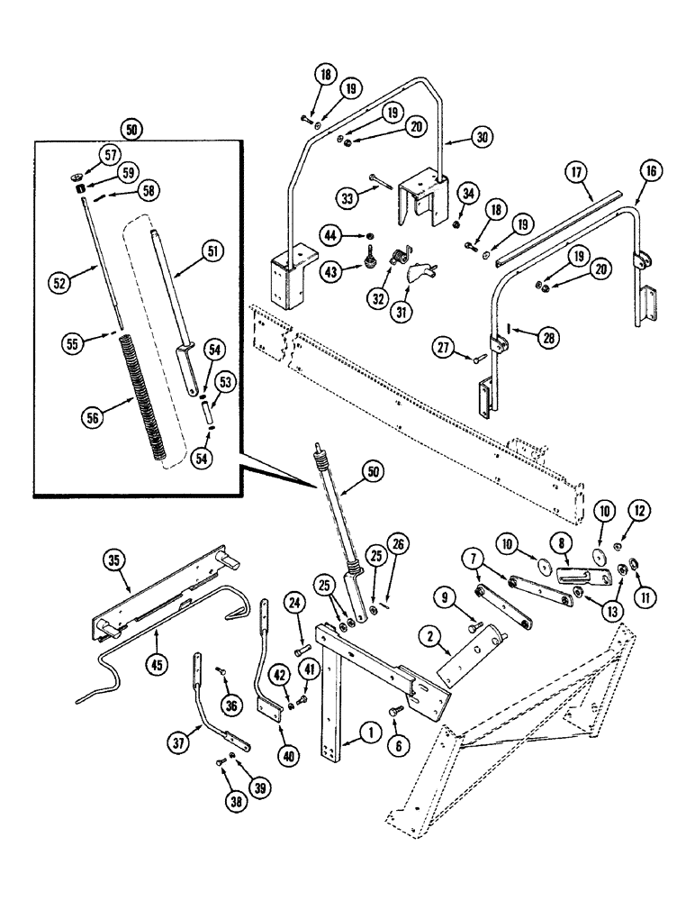 Схема запчастей Case IH 2090 - (9-502) - HOOD SUPPORTS, HINGE AND LATCH, WITH HOOD TRIGGER AND LATCH SYSTEM (09) - CHASSIS/ATTACHMENTS