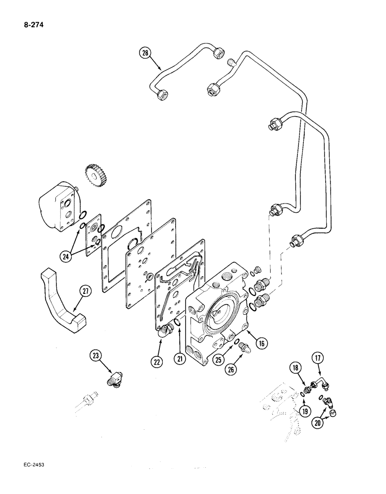 Схема запчастей Case IH 385 - (8-274) - HYDRAULIC POWER SUPPLY AND MULTI CONTROL VALVE (CONTD) (08) - HYDRAULICS