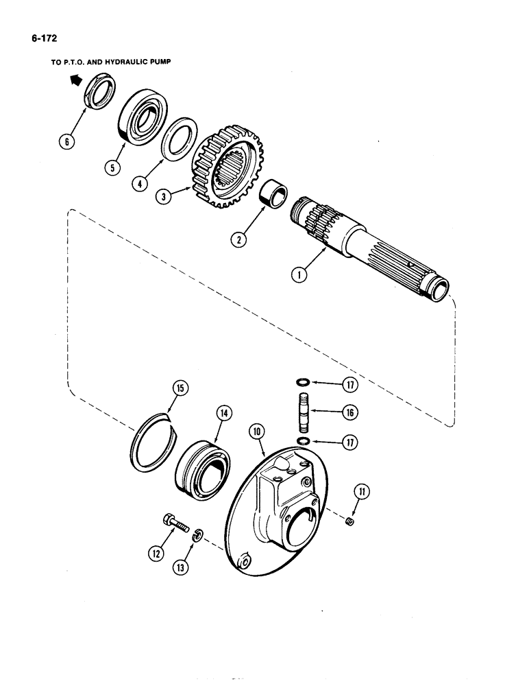 Схема запчастей Case IH 4490 - (6-172) - TRANSMISSION CLUTCH ASSEMBLY, PLANETARY OUTPUT DRIVE SHAFT (06) - POWER TRAIN