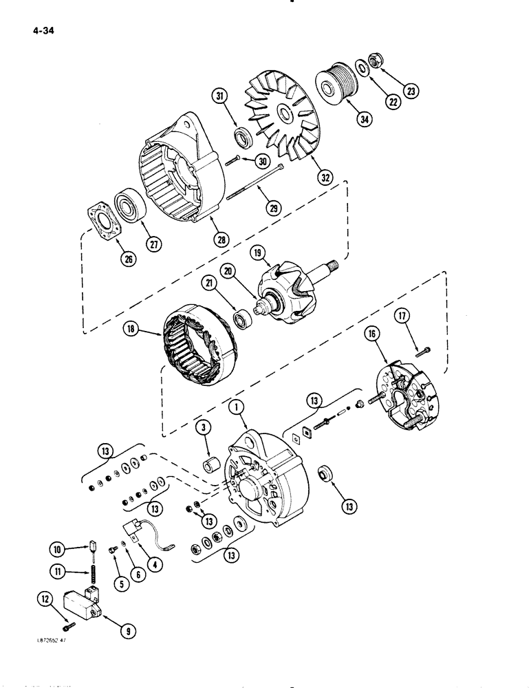 Схема запчастей Case IH 9130 - (4-34) - ALTERNATOR ASSEMBLY (04) - ELECTRICAL SYSTEMS