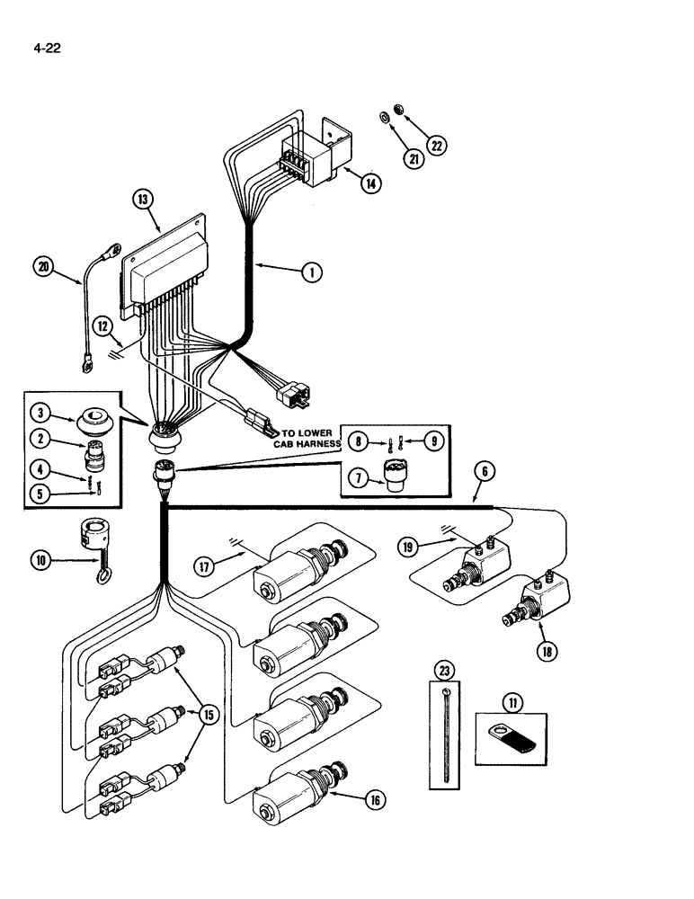 Схема запчастей Case IH 3394 - (4-22) - ELECTRIC SHIFT HARNESS (04) - ELECTRICAL SYSTEMS