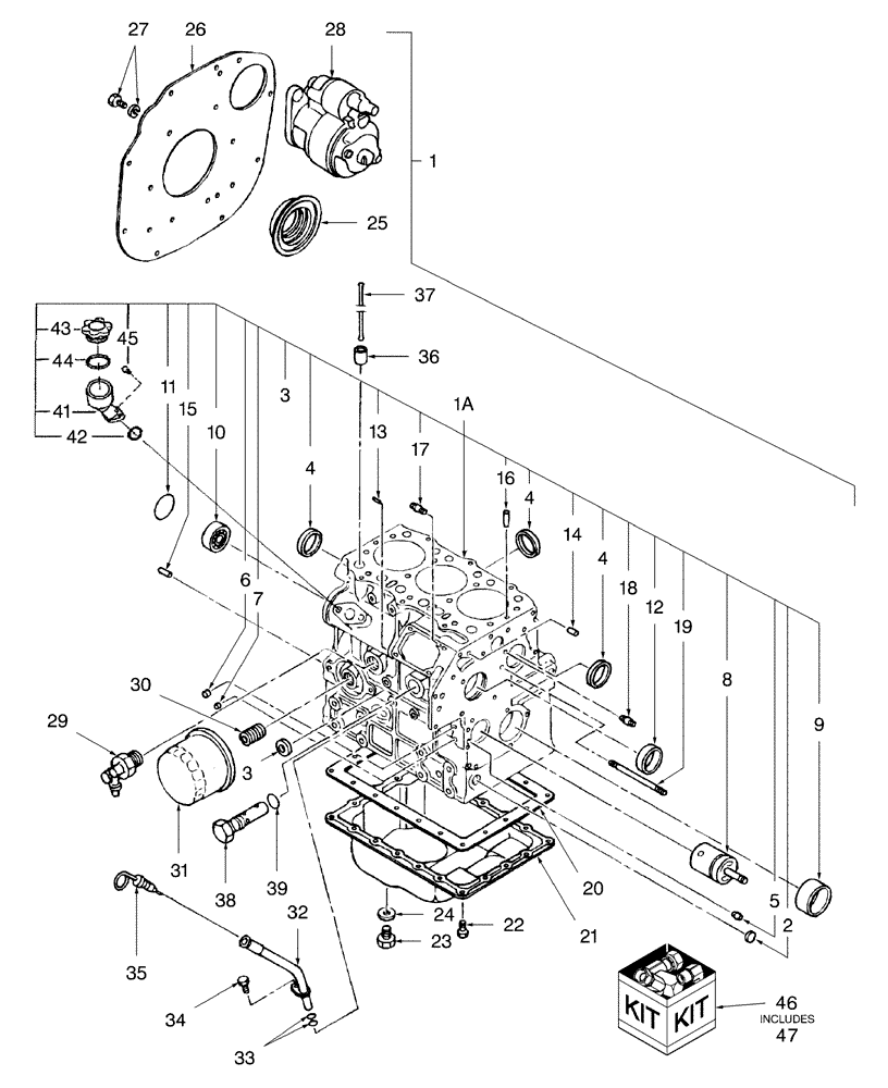 Схема запчастей Case IH FARMALL 31 - (01.01) - CYLINDER BLOCK (01) - ENGINE