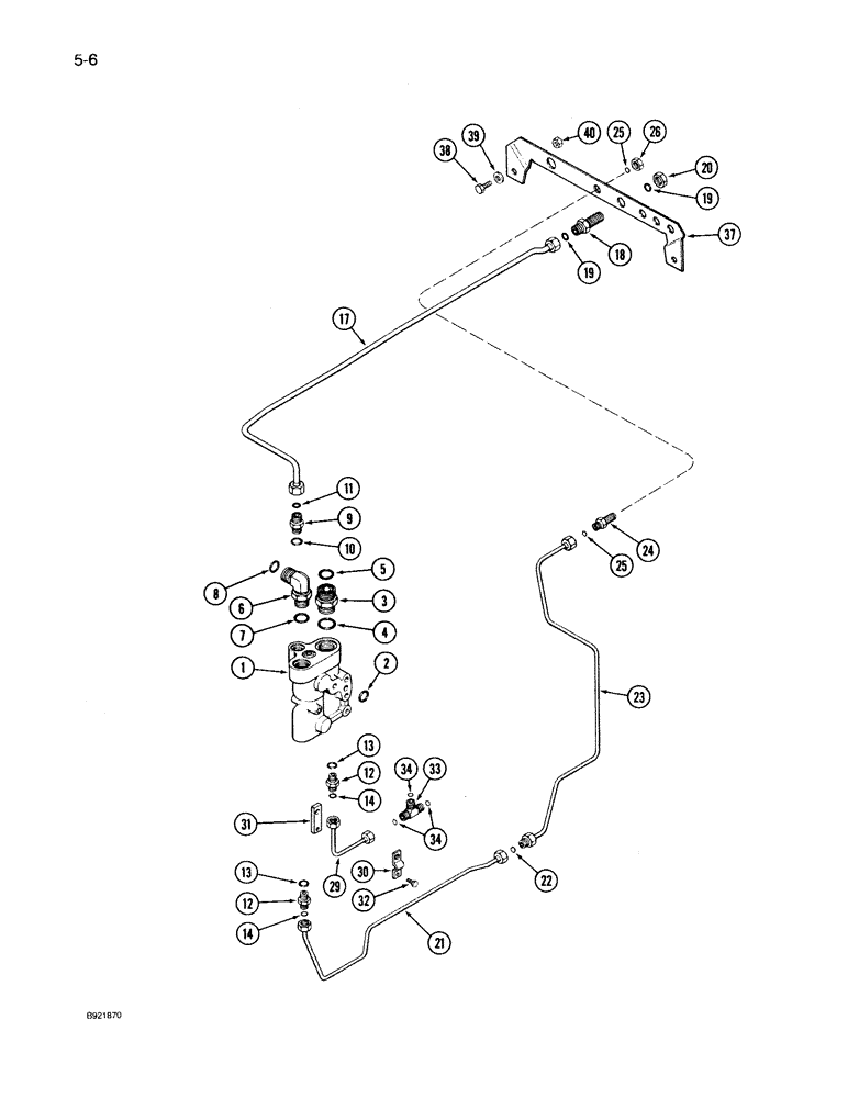 Схема запчастей Case IH 7150 - (5-006) - HYDROSTATIC STEERING SYSTEM, PRIORITY VALVE TO STEERING PUMP, PRIOR TO P.I.N. JJA0027701 (05) - STEERING