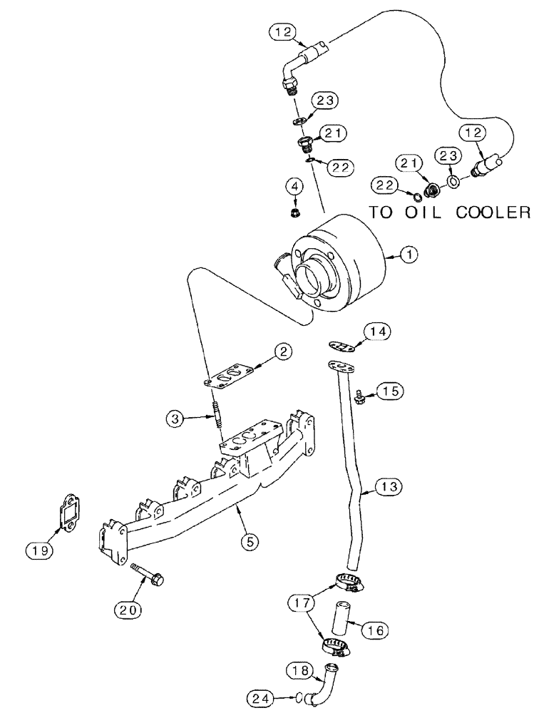 Схема запчастей Case IH 3210 - (03-009) - TURBOCHARGER & CONNECTIONS (01) - ENGINE