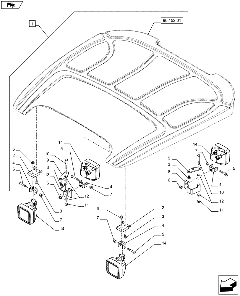 Схема запчастей Case IH FARMALL 75C - (88.055.04) - DIA KIT - 4 WORK LIGHTS - NAR - W/CAB (88) - ACCESSORIES