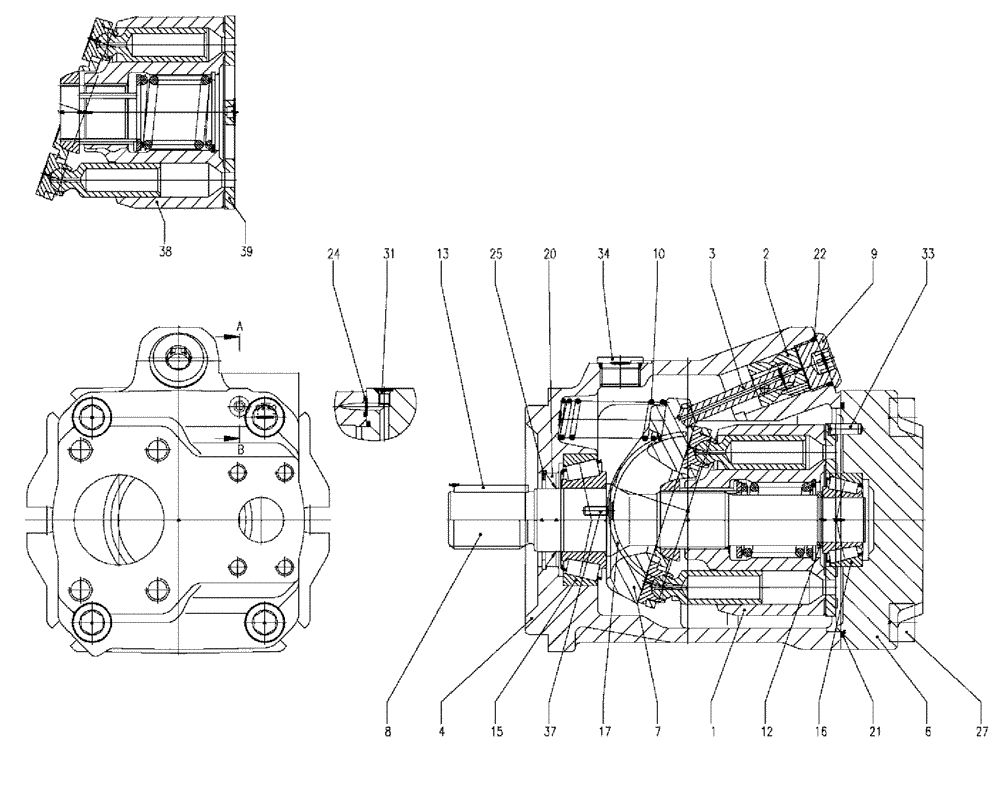 Схема запчастей Case IH 810 - (07-007) - PUMP, PRESS COMP-60CC Hydraulic Components