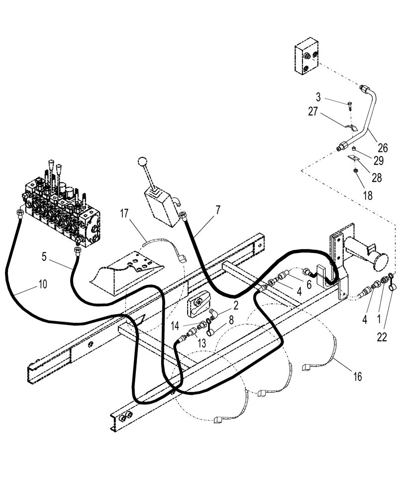 Схема запчастей Case IH BHX190 - (34) - HYDRAULIC KIT - 715396016 - DX29 S/N HBA010464 AND UP & DX33 S/N HBA010010 AND UP 