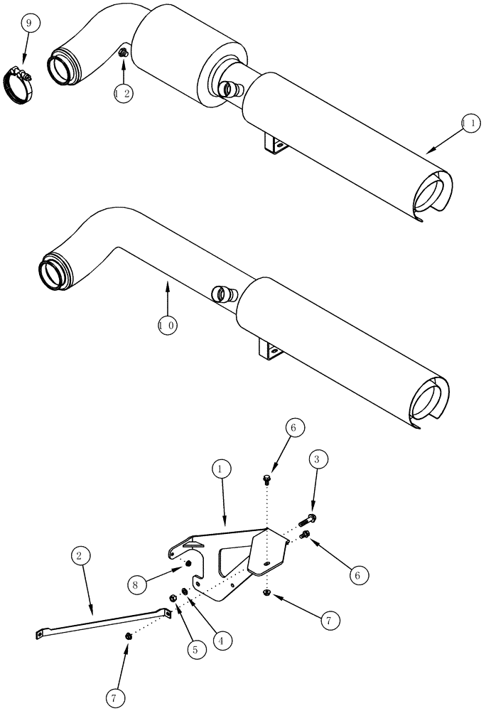 Схема запчастей Case IH CPX620 - (02-07) - EXHAUST SYSTEM (01) - ENGINE