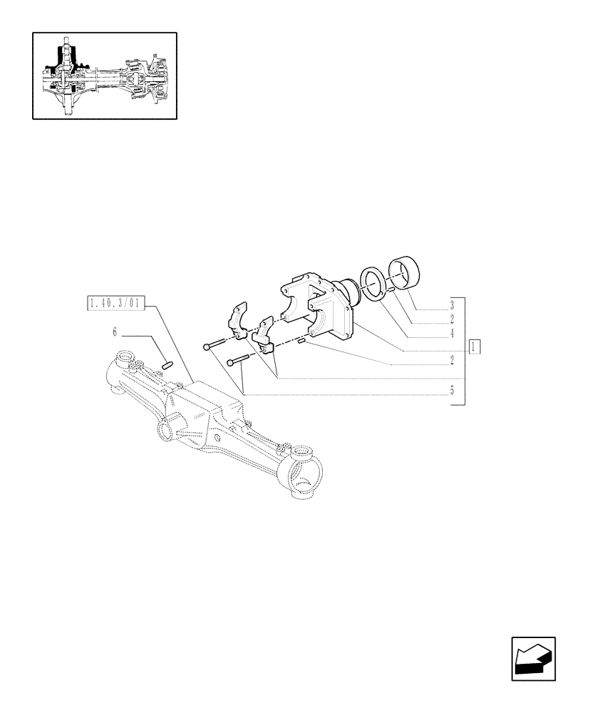 Схема запчастей Case IH MAXXUM 115 - (1.40. 3/05[01]) - (CL.3) FRONT AXLE W/MULTI-PLATE DIFF. LOCK AND STEERING SENSOR - SUPPORT - C5954 (VAR.330409) (04) - FRONT AXLE & STEERING