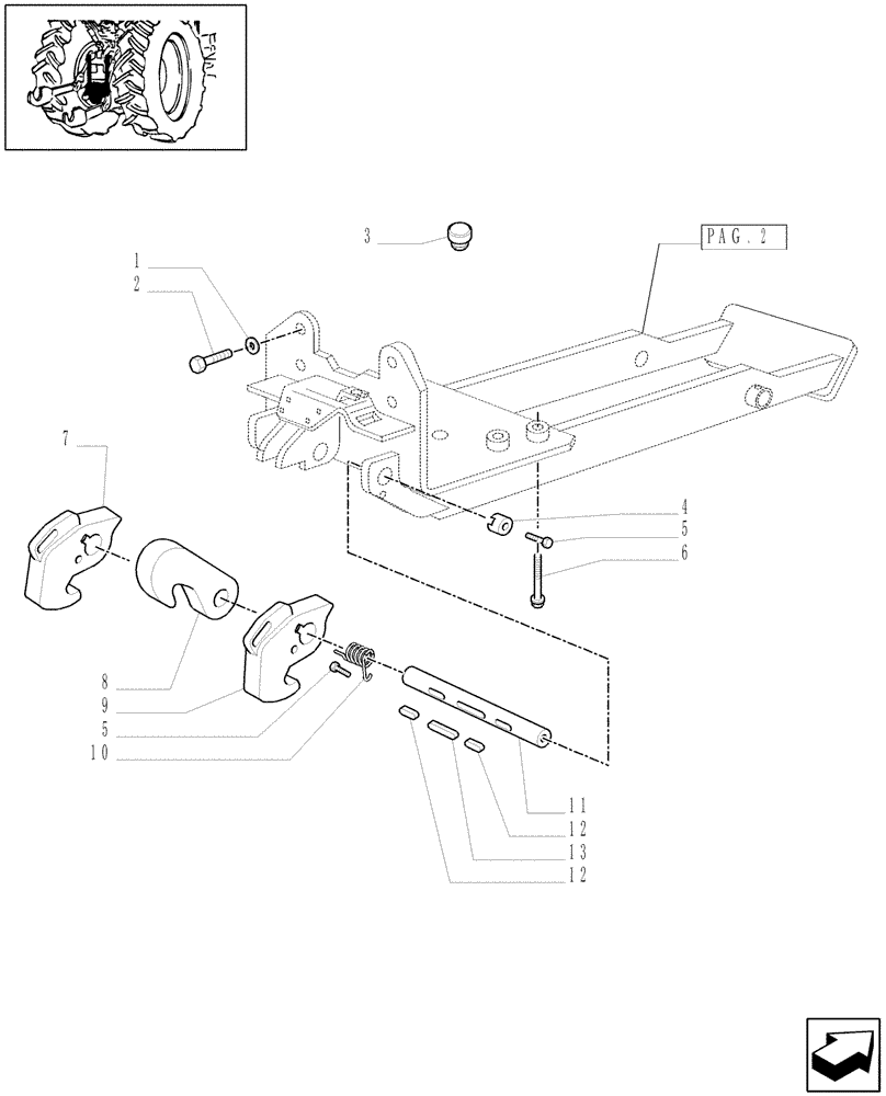 Схема запчастей Case IH MAXXUM 110 - (1.89.3/01[01]) - APUH - HYDRAULIC PUSH BACK WITH SWINGING DRAWBAR - TOW HOOK (VAR.331945-332945-333945) (09) - IMPLEMENT LIFT