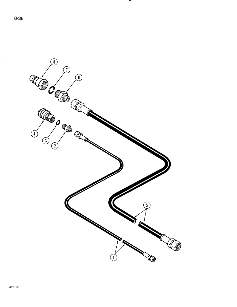 Схема запчастей Case IH 1020 - (8-36) - HEADER TO COMBINE HYDRAULIC HOSES, 1420, 1440, 1460 AND 1480 COMBINE (35) - HYDRAULIC SYSTEMS