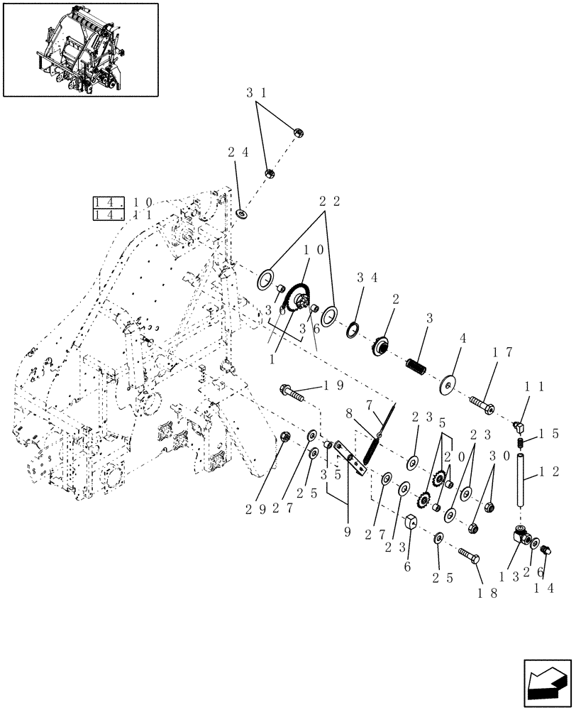 Схема запчастей Case IH RBX463 - (12.14[1]) - APRON & CLUTCH DRIVE, LH, NORTH AMERICA, PRIOR TO P.I.N. Y6N016413 (RBX463) & ALL RBX563 (12) - MAIN FRAME