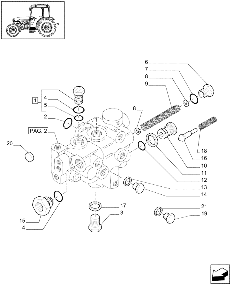 Схема запчастей Case IH JX1085C - (1.33.2/01[01]) - (VAR.826) "BOSCH" HYDRAULIC PUMP X=64L/MIN WITH HEAT EXCHANGER - CAPS AND SOLENOID VALVE (04) - FRONT AXLE & STEERING