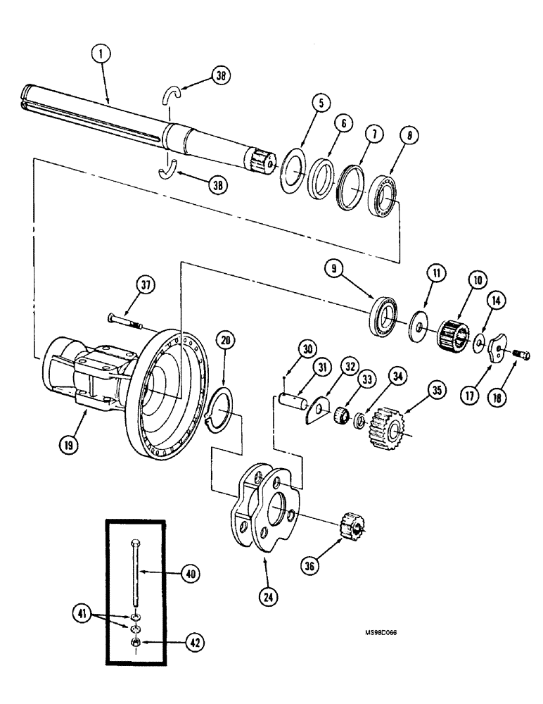 Схема запчастей Case IH 9350 - (6-192) - BAR AXLE ASSEMBLY, AXLE SHAFT AND HOUSING (06) - POWER TRAIN