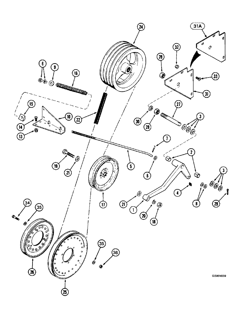 Схема запчастей Case IH 2144 - (9A-02) - BELT DRIVE, FAN JACKSHAFT (13) - FEEDER