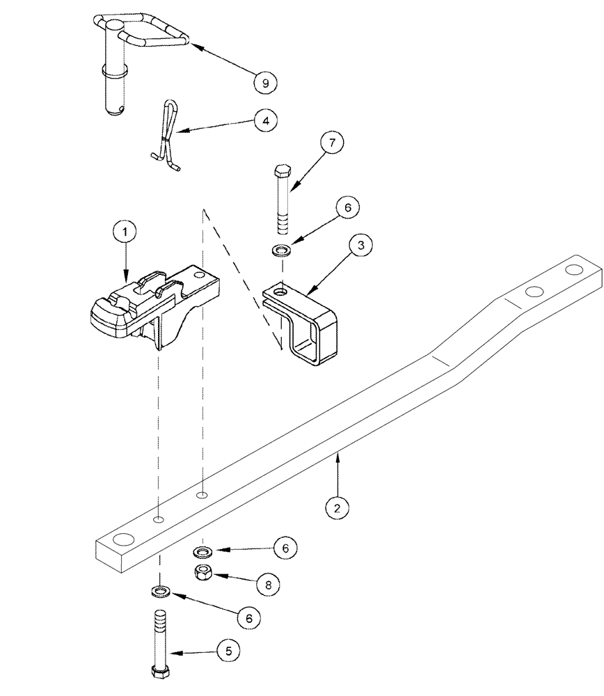 Схема запчастей Case IH 8930 - (9-015A) - DRAWBAR HAMMERSTRAP, OFFSET (09) - CHASSIS/ATTACHMENTS