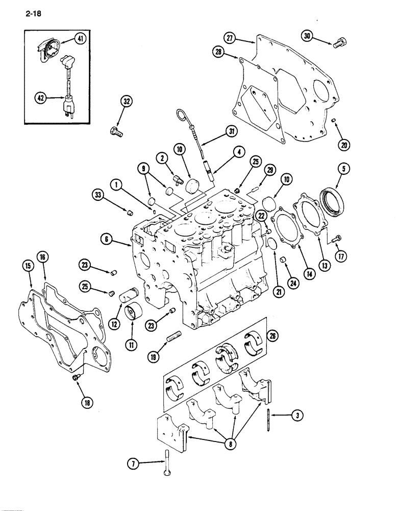 Схема запчастей Case IH 255 - (2-18) - CYLINDER BLOCK (02) - ENGINE