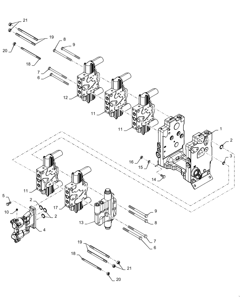 Схема запчастей Case IH STEIGER 485 - (08-33) - REMOTE VALVE ASSEMBLY - ELECTRONIC REMOTE (08) - HYDRAULICS