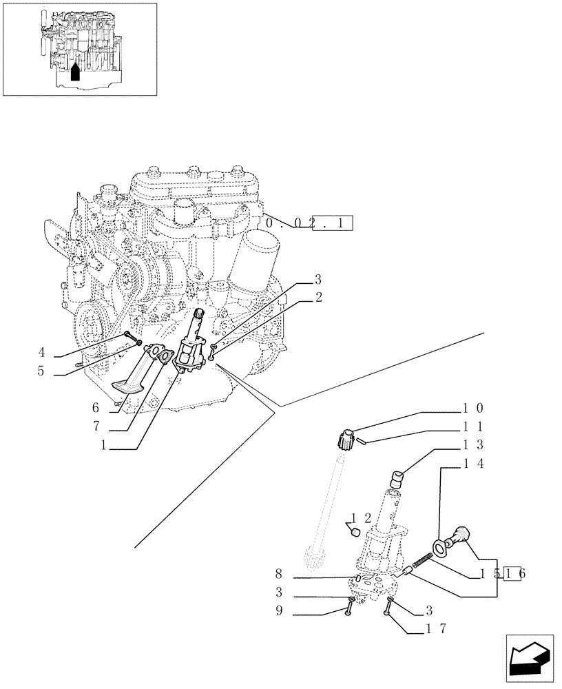 Схема запчастей Case IH JX65 - (0.30.0[02]) - OIL PUMP (BEFORE S/N 13286) (01) - ENGINE