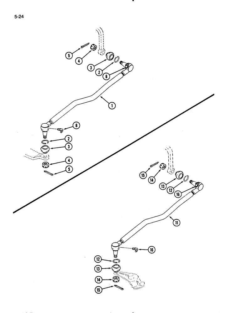 Схема запчастей Case IH 275 - (5-24) - DRAG LINK ASSEMBLY, TWO WHEEL DRIVE TRACTORS (05) - STEERING