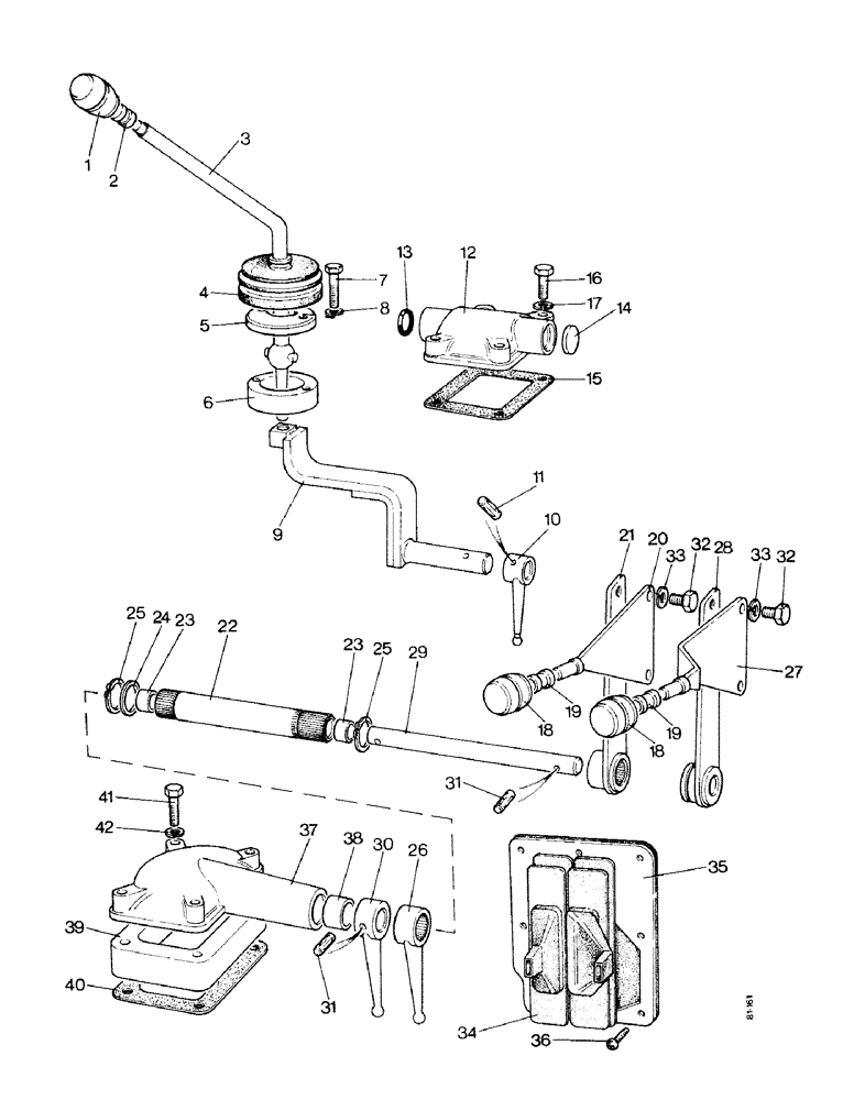 Схема запчастей Case IH 1490 - (D14-1) - GEAR SHIFT LEVERS, SYNCHROMESH TRACTOR, HIGH PLATFORM, CAB MODEL PRIOR TO P.I.N. 11182575 (03) - POWER TRAIN