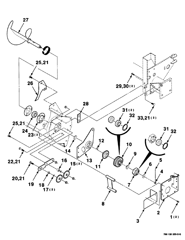 Схема запчастей Case IH RS451 - (2-26) - STUFFER, AUGER AND DRIVE ASSEMBLIES, LEFT Driveline