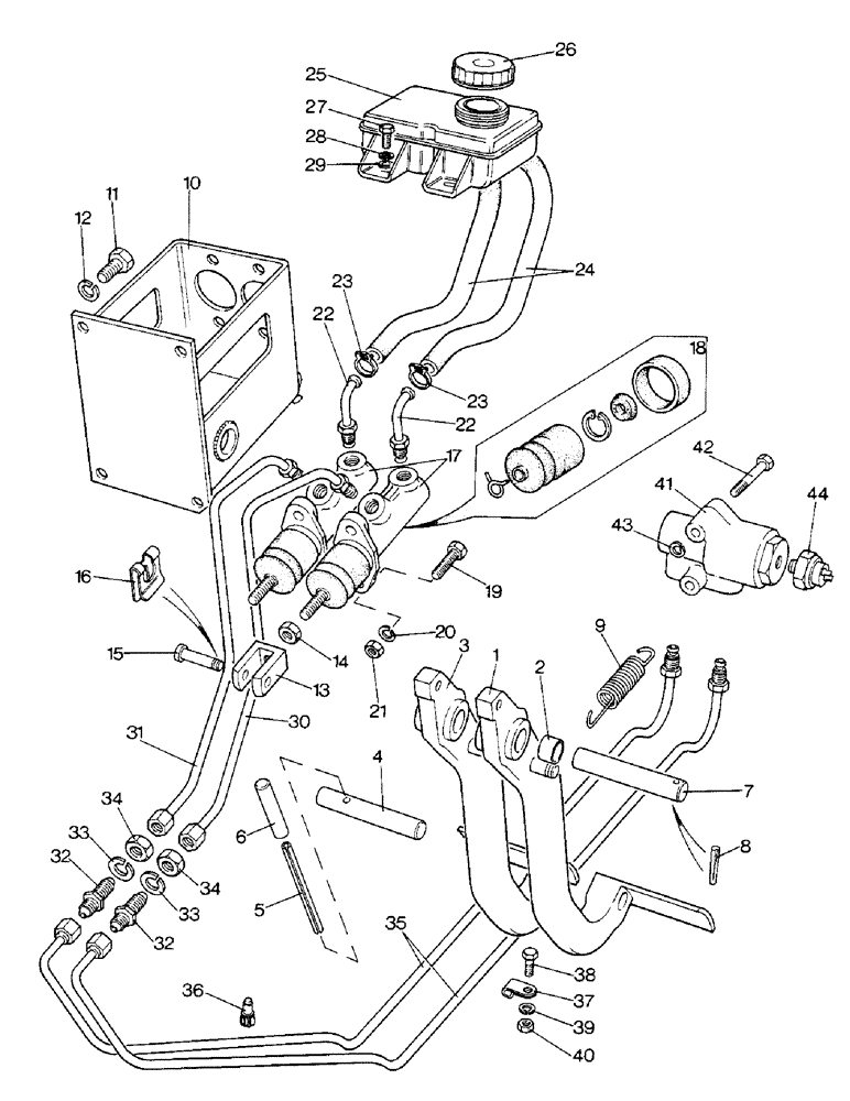 Схема запчастей Case IH 1690 - (J06-3) - BRAKE PEDALS, MASTER CYLINDERS, AND BALANCE VALVE, LOW PROFILE MODEL (5.1) - BRAKES