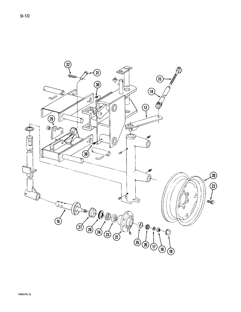 Схема запчастей Case IH 735 - (9-10) - REAR FURROW WHEEL 