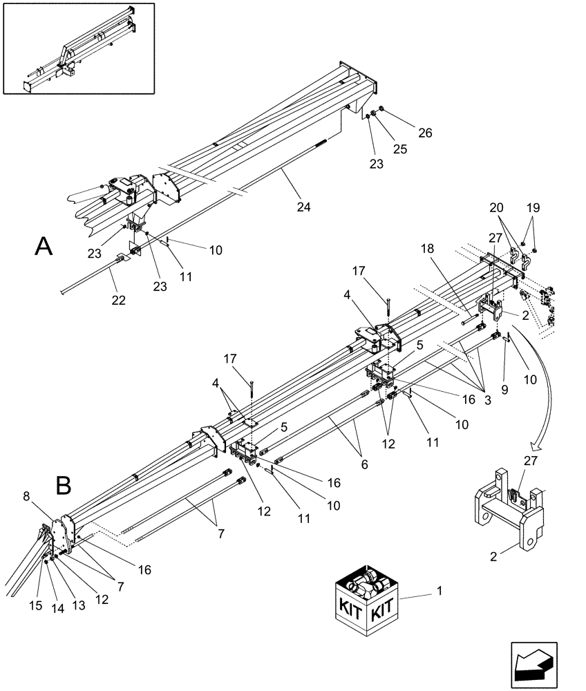 Схема запчастей Case IH WRX301 - (39.100.05[06]) - FRAME REINFORCEMENT KIT, 14 & 16 WHEEL RAKES (39) - FRAMES AND BALLASTING